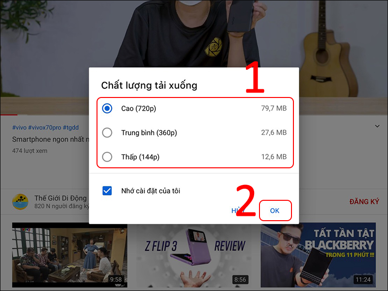 Chọn chất lượng video